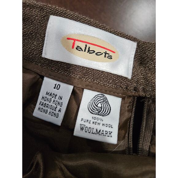 Vintage Talbots 100% Wool Midi Skirt Brown Size 10 Preppy Academia - Picture 9 of 12